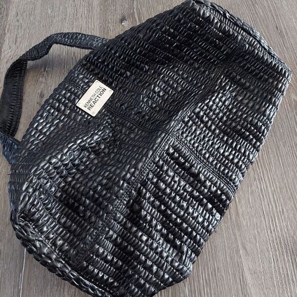 Kenneth Cole Reaction Black Shoulder Hobo Style Bag With Chain Detail - Picture 6 of 6